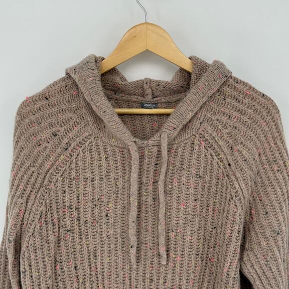 NWT Aerie Hooded Sweater Knit Pullover Womens S Beige Cozy Core Low Effort Cute - Picture 3 of 8